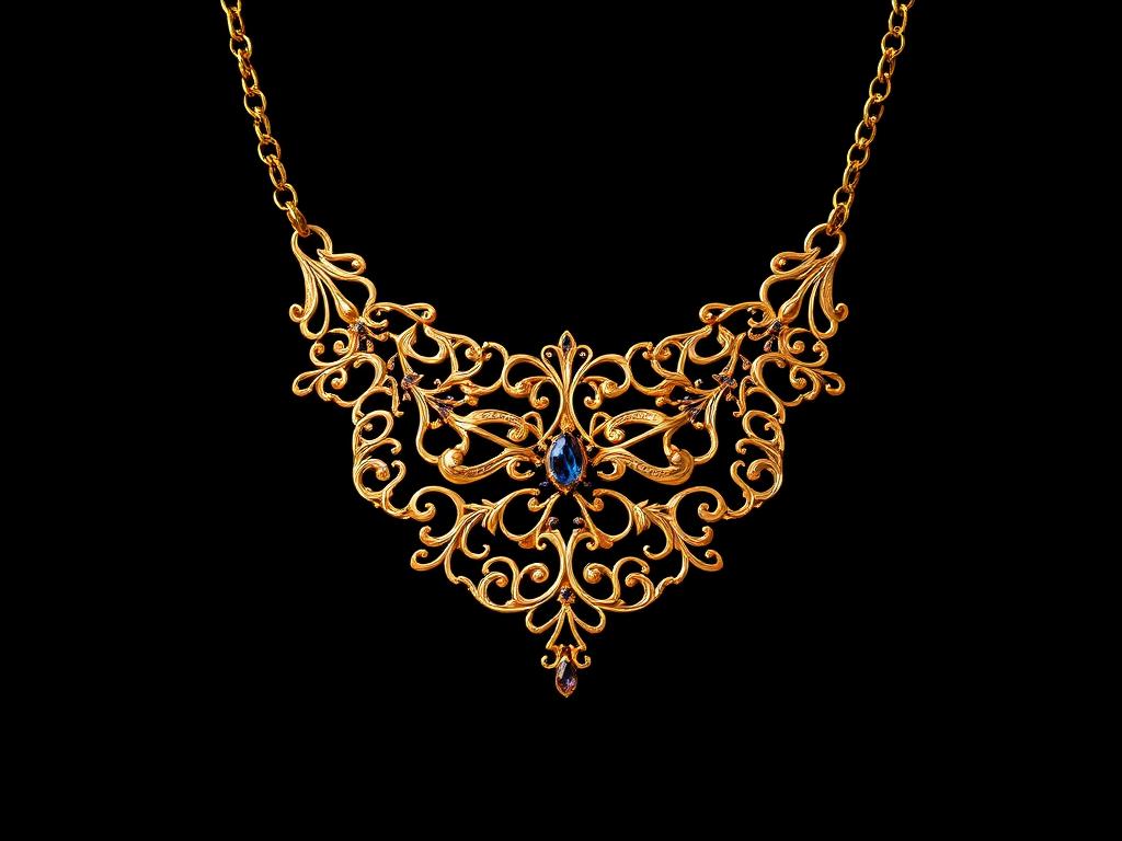 Ornate gold filigree necklace